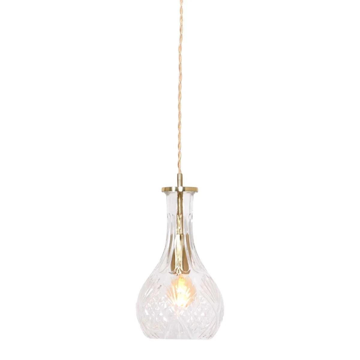 Mexlite Grazio Hanglamp Klassiek Goud/Messing met Transparant Glas Ø 14 x 23 cm
