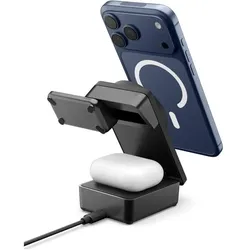 Spigen Ładowarka indukcyjna Essential EF323MQ 3w1 25W Qi2.2 MagSafe czarny (25 W), Wireless Charger, Schwarz