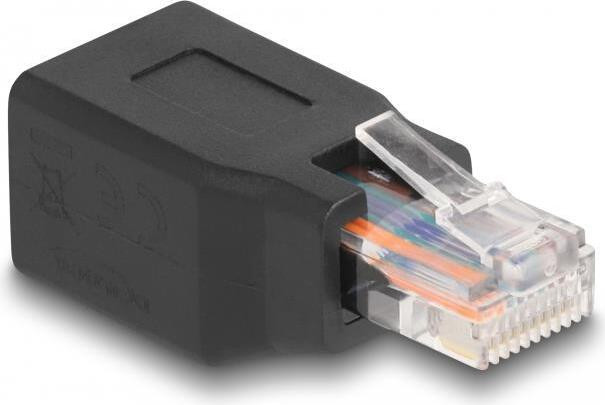 Delock netwerkadapter RJ45/RJ48/RJ50 naar RJ45, 10P/10C bedrading, 1:1, zwart