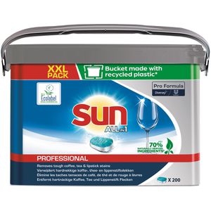 Sun Spülmaschinentabs Pro Formula All in 1, Hydrofilm, kraftvolle Reinigung, strahlender Glanz, 200 Tabs