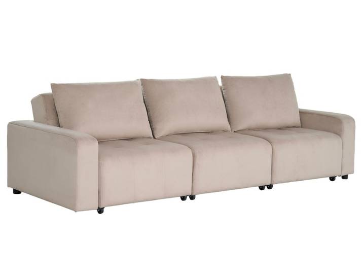 Canapé 3 places convertible et modulable velours taupe