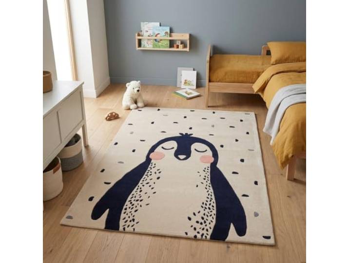 Morgenland Kinderteppich Handgetuftet Wolle Beige 120x170cm 100% Schurwolle, Kollektion Kids, Kinderzimmer, Handarbeit, Rechteckig