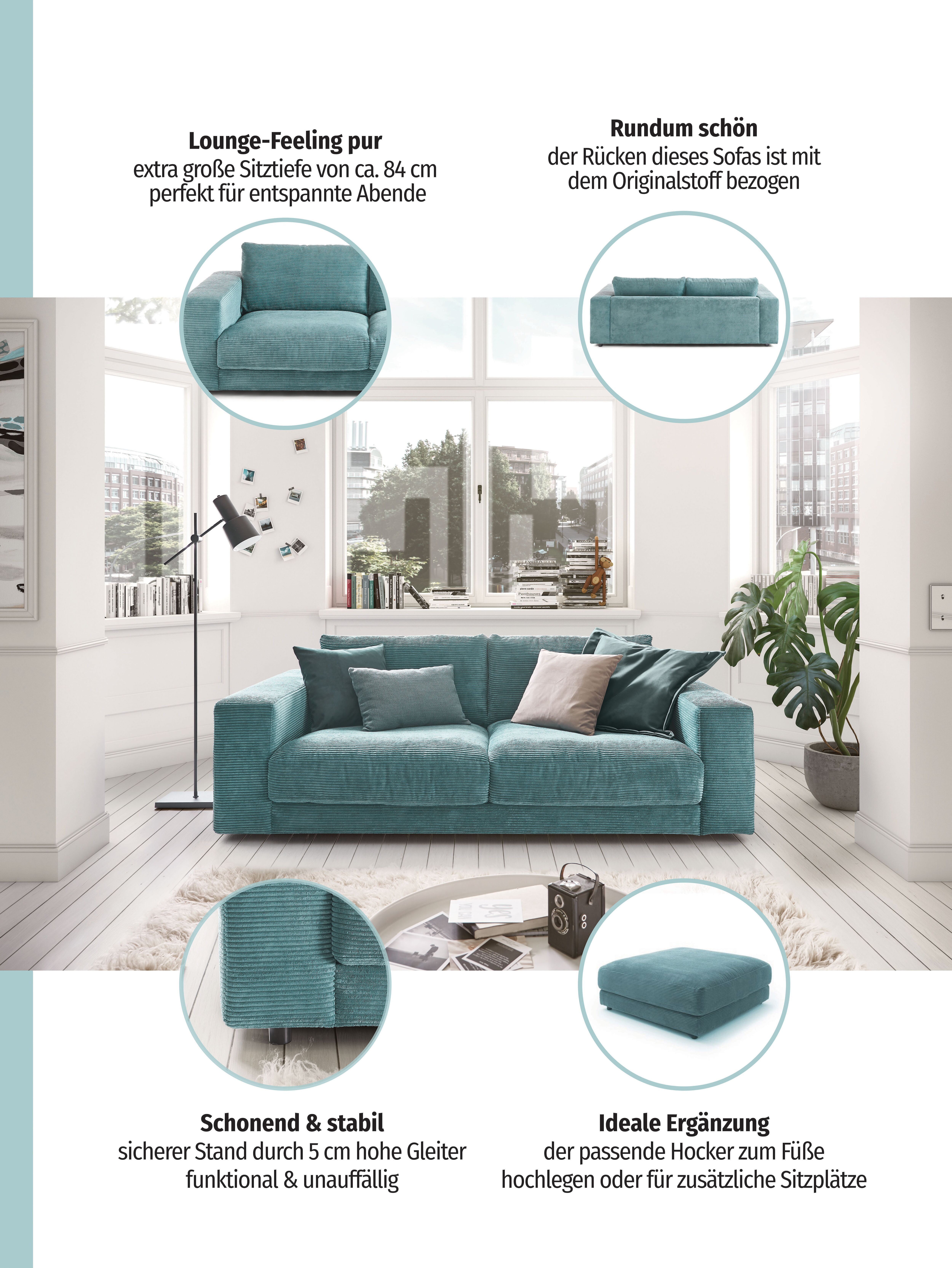 2-Sitzer 3C CANDY "Enisa softig und legeres Big-Sofa, bequem und komfortabel", beige (nature), B:230cm H:85cm T:127cm, 88% Polyester, 12% Polyacryl, Sofas, 2-Sitzer, Zeitloses und stylisches Loungemöbel, in Breitcord