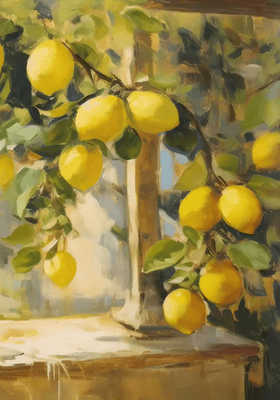 Inspire Picks Retro Lemon Garden Lemon Wall Art Canvas Fresh Summer Fruit Decor Prints 7 40x60cm