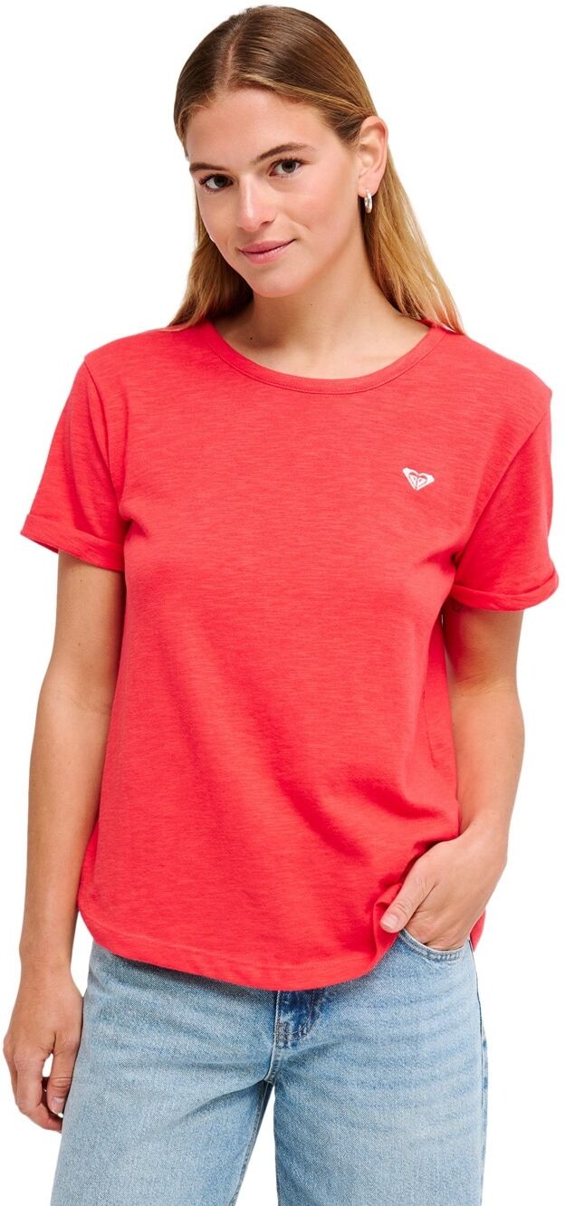 T-Shirt ROXY "Oceanwave Regular Emby", Damen, Gr. XS, rot (hibiscus), Obermaterial: 60% Baumwolle, 40% Polyester., Shirts T-Shirt hibiscus XS