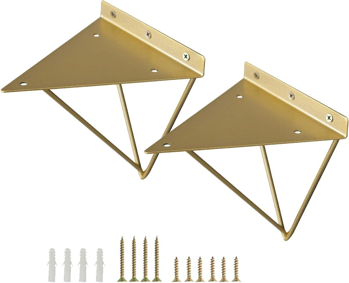 Gouden plankbeugels voor zwaar belaste planken, 19,5 cm