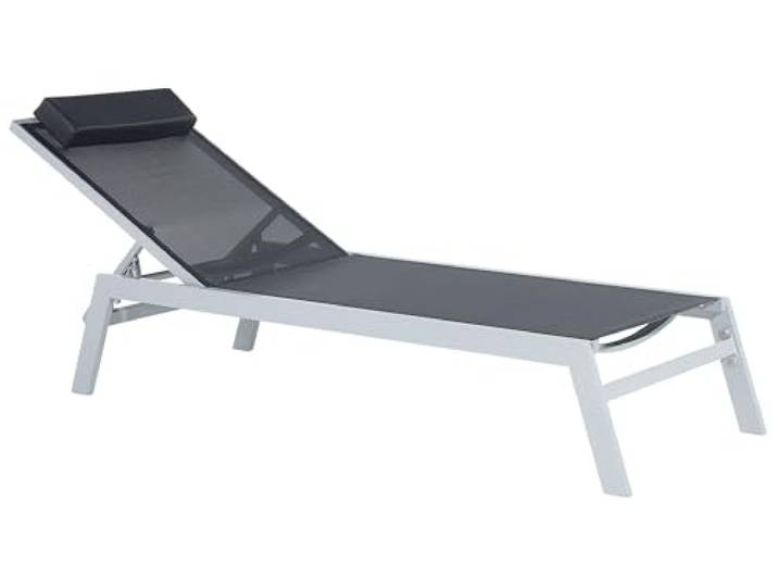 Beliani Gartenliege Liegestuhl Sonnenliege Relaxliege Schwarz Aluminium Mesh Catania II