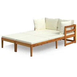 vidaXL Sonnenliegen mit Cremeweißen Kissen 2 Stk. Akazienholz