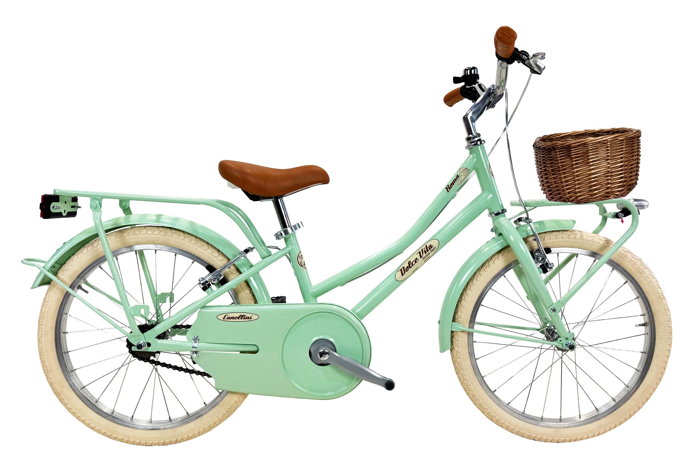 Mädchenfahrrad Dolce Vita by Canellini ROMA 20" 1V - Hellgrün mit Korb