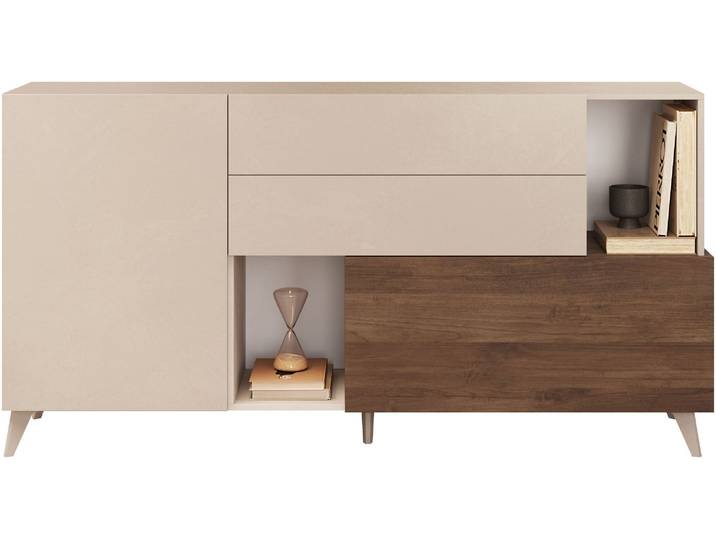 Sideboard HOME AFFAIRE Monaco in Breite 181 cm, Anrichte mit Tür, Klappe und 2 Schubkästen , weiss (cashmere, mercure nb holzstruktur), B:181cm H:94cm T:42cm, Sideboards, Sideboard, Stauraumschrank – sanftes Schliessen, edles Design, viel Platz