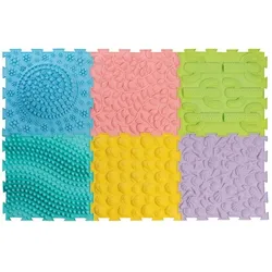 Sensorik Puzzlematten 6-tlg. 30x30 cm bunt PVC für Kinder 3-8 Jahre - Stimove - unterschiedlich strukturierte Oberflächen, abwaschbar