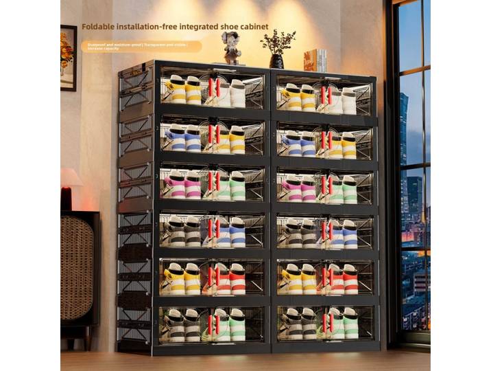 Étagère à chaussures multicouche, porte de ménage, sans installation, simple, pliable, artefact de rangement de chaussures, armoire à chaussures intégrée contre le mur