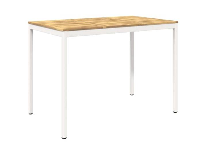 PHGTYUK Gartenbar-Tisch Weiß 147 x 88,5 x 105 cm Massivholz Akazie Stahlbeine, duale Nutzung als Bar- und Esstisch, natürliche Holzmaserung, feucht abwischbar