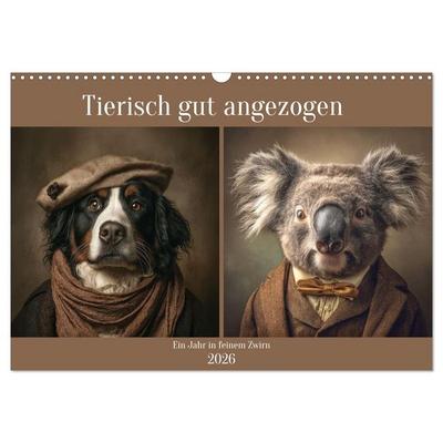 Tierisch gut angezogen (Wandkalender 2026 DIN A3 quer), CALVENDO Monatskalender