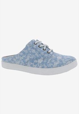 Women's Drew Sunstone Mules by Drew in Blue Floral Canvas (Size 7 M)