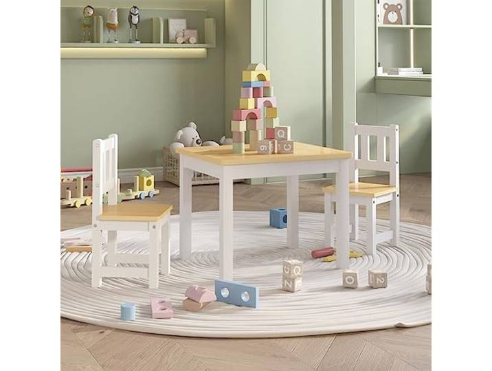 WXGTBKPR Kinder-Sitzgruppe 3-TLG. Kindertisch mit 2 Stühlen aus MDF für Malen, Basteln und Essen