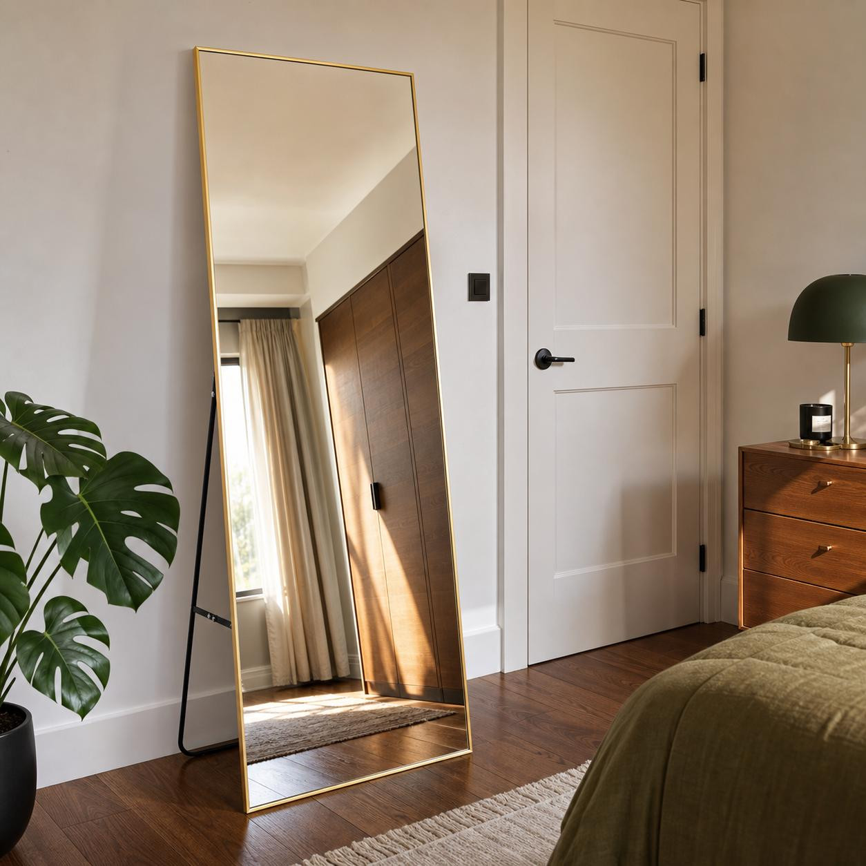 LunaMirror Jeffrey spiegel met aluminium frame, goud, 179 x 65 cm