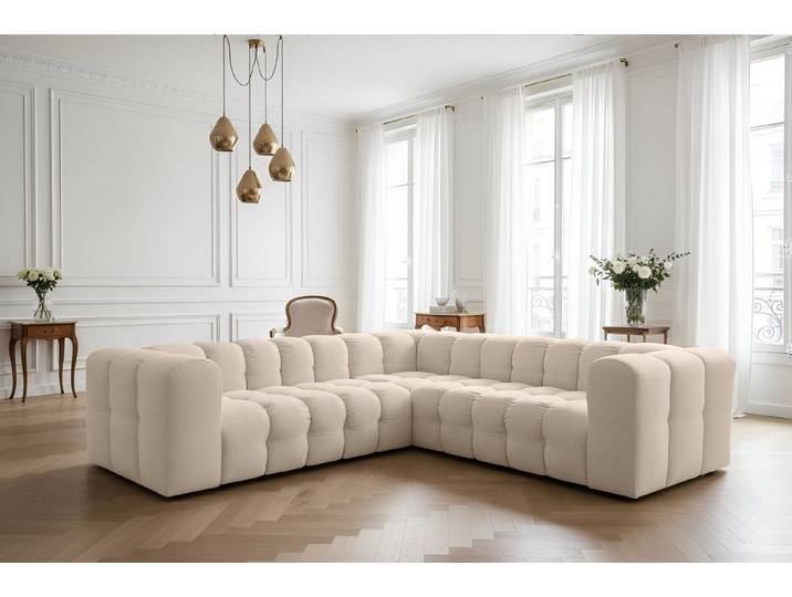 yourhouse24 Ecksofa Symmetrisches BLOOM 270x270 cm, Design Lounge-Sofa, Bubble-Optik, Made in Europe