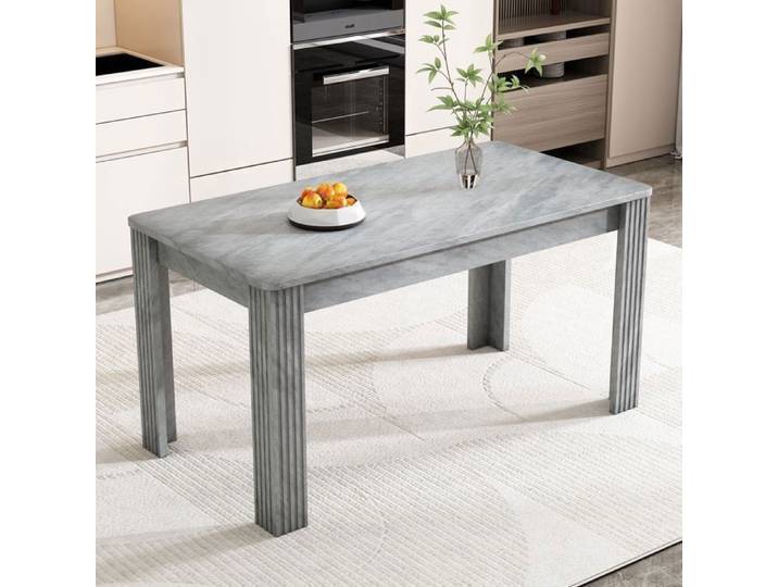 Abrihome Table à Manger Moderne Grise Aspect Béton et Design Décontracté - 117x68x75 cm