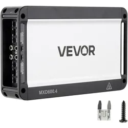 VEVOR Autoverstärker 4-Kanal, Endstufe Klasse D Überbrückbar, Max. 4 x 420 W an 4 Ohm / 4 x 600 W an 2 Ohm, Hochleistungsverstärker für SUVs Pickups Geländewagen Mehrkanal-Audioverstärker