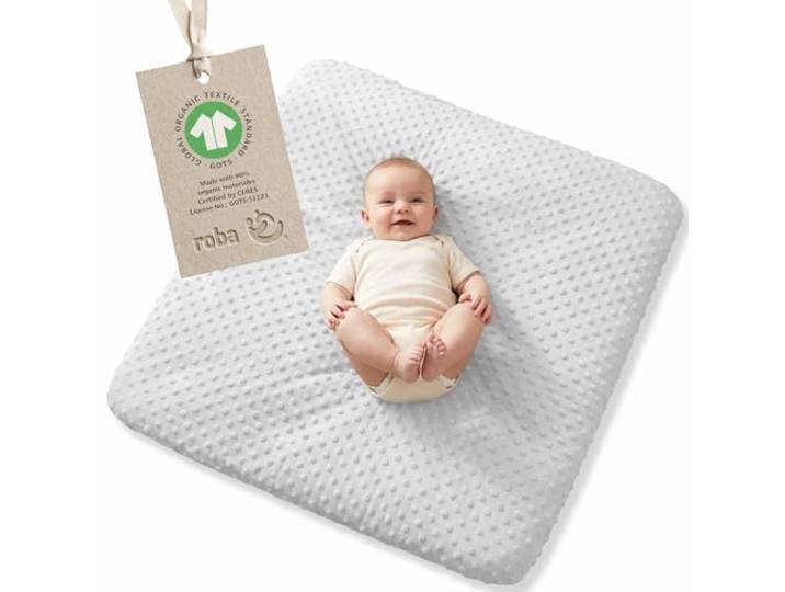 roba organic Spannbezug für Wickelauflagen Lil Planet - für Unterlagen 75 x 85 cm - Abnehmbarer Bezug aus Bio Baumwolle - GOTS zertifiziert - Grau, 1 Stück (1er Pack)