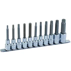 Projahn 1/2" Bit Stecknuss Satz auf Schiene 11tlg 6kant+VZ, 100mm