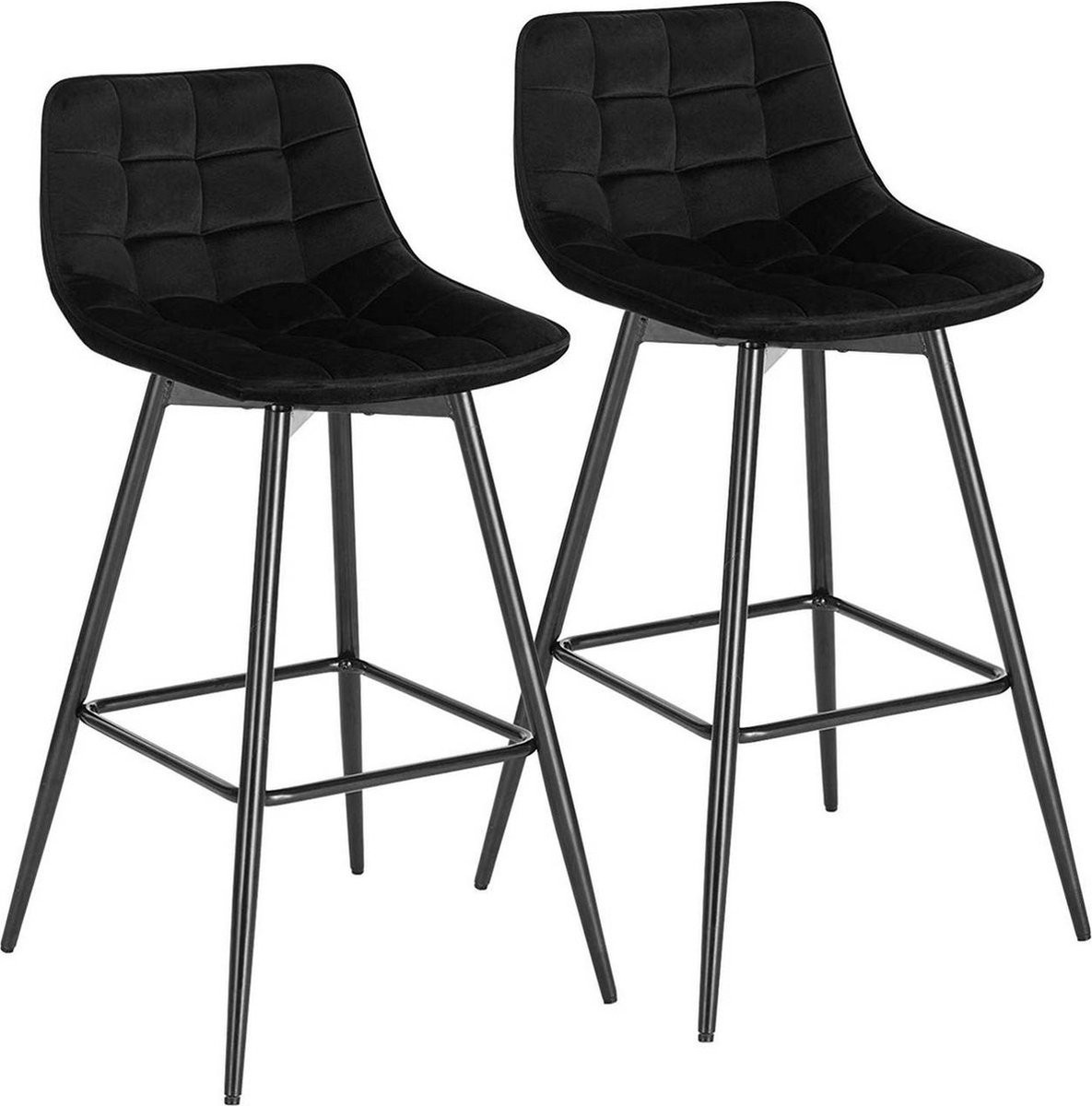 Bolt Edge Barkrukken Industrial - Zwart Velvet - Met rugleuning - Set van 2