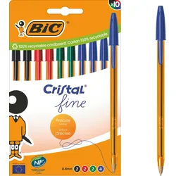 BIC® Cristal Fine Kugelschreiber transparent 0.4 mm Schreibfarbe: Mehrfarbig
