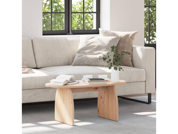 HEFZGDB Massivholz Couchtisch aus Kiefer 80 x 40 x 35 cm mit ovaler Tischplatte für Wohnzimmer - Rustikales Design und stabile Konstruktion für Wohnraum und Entspannung