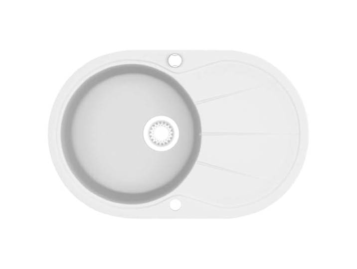 vidaXL Évier de cuisine Granit Seul lavabo Ovale Blanc