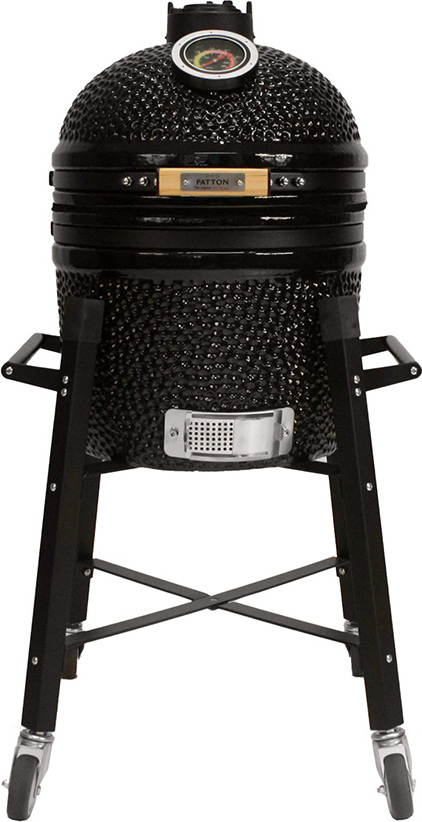 PATTON Kamado Grill Holzkohlegrill "PREMIUM", Grill Ø33.5cm, Schwarz
