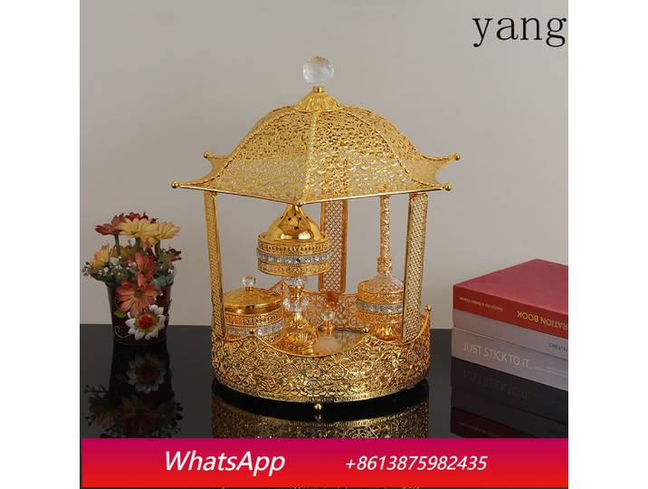 Ensemble brûleur d'aromathérapie CX Gold Basket avec couvercle, ornement de maison arabe