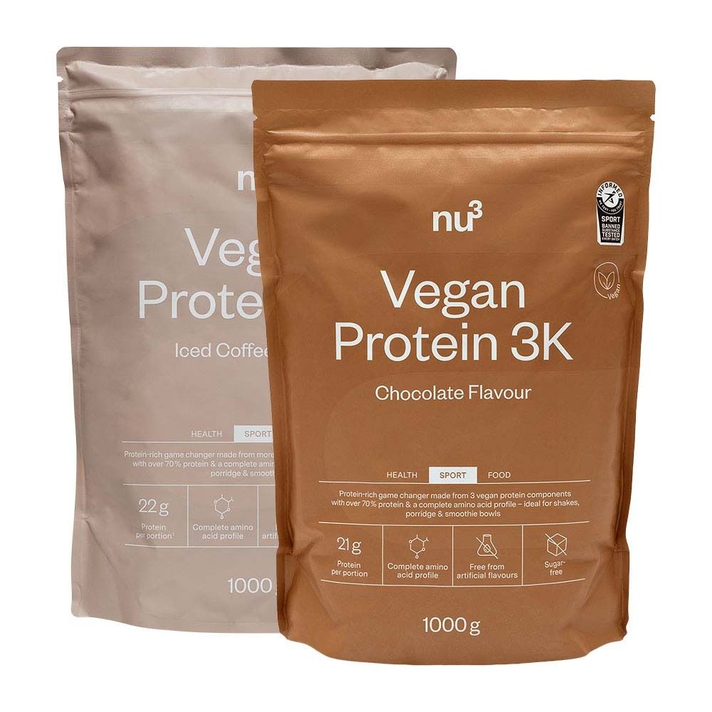 nu3 Vegan Protein 3K Chocolate + Iced Coffee 2x1000 g Pulver