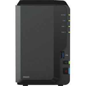 Synology NAS DiskStation DS223, 1GbE LAN, 2 Bay, 2GB DDR4 RAM, Realtek RTD1619B