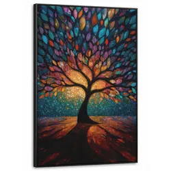 LEINWAND Bilder mit Rahmen - Mosaik - Bunt - Baum - Äste - 90x140