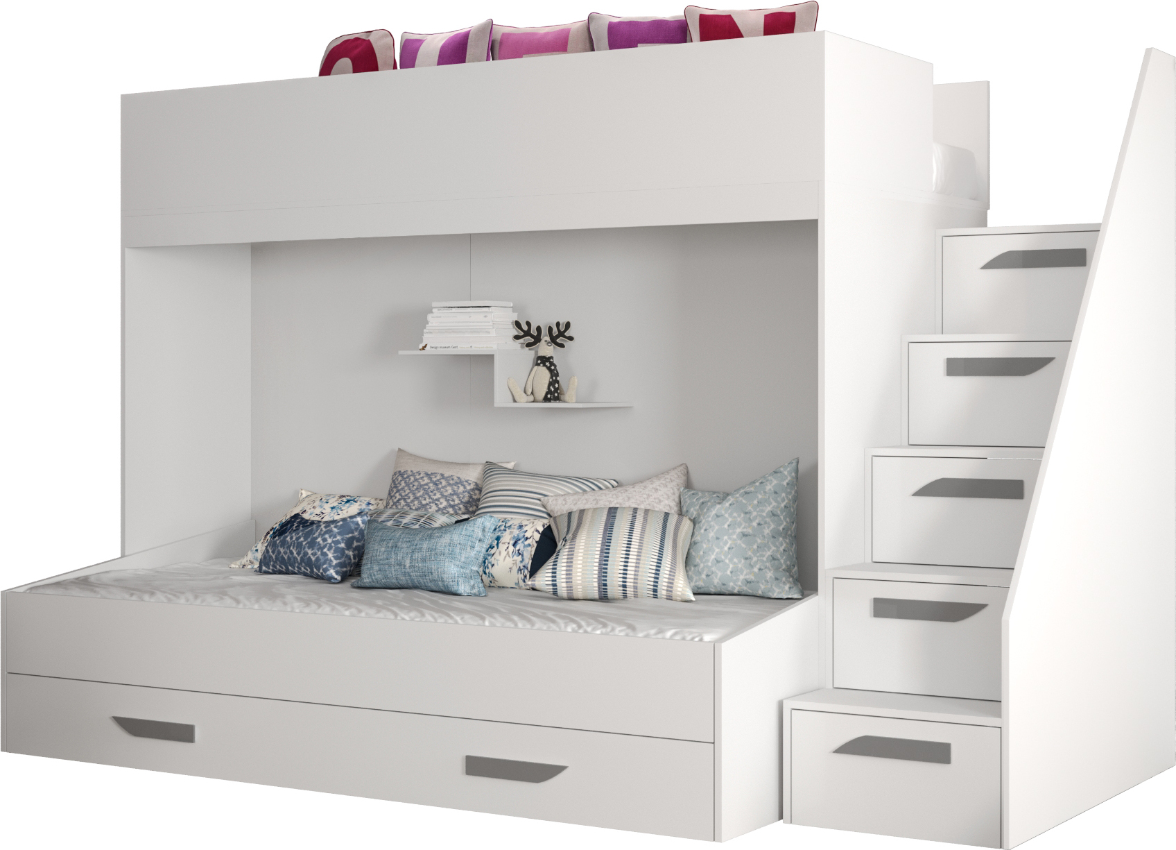 MINIO go for it, Etagenbett "PARTY 16", Graue Griffe aus MDF, Weiße Farbe