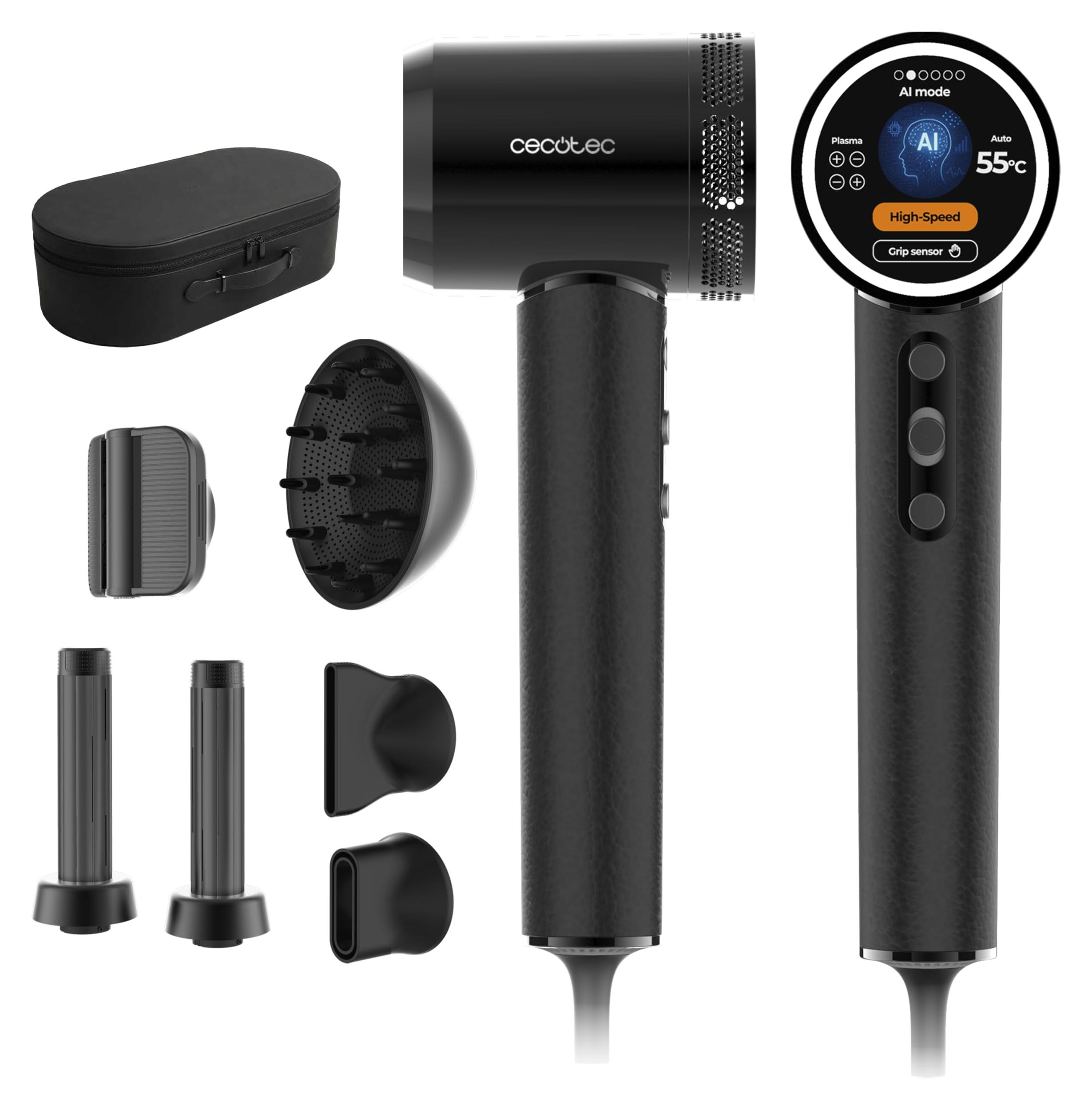 Cecotec DryGlam Waves i-Sensor Pro, 110000 RPM, Schwarz, Berührung, 1600 W, 6 Stück(e), Lang, Kurz, Medium