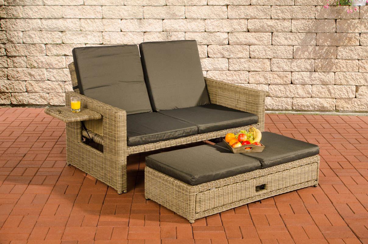 CLP Polyrattan Sofa Ancona 5mm natur Polsterfarbe Anthrazit