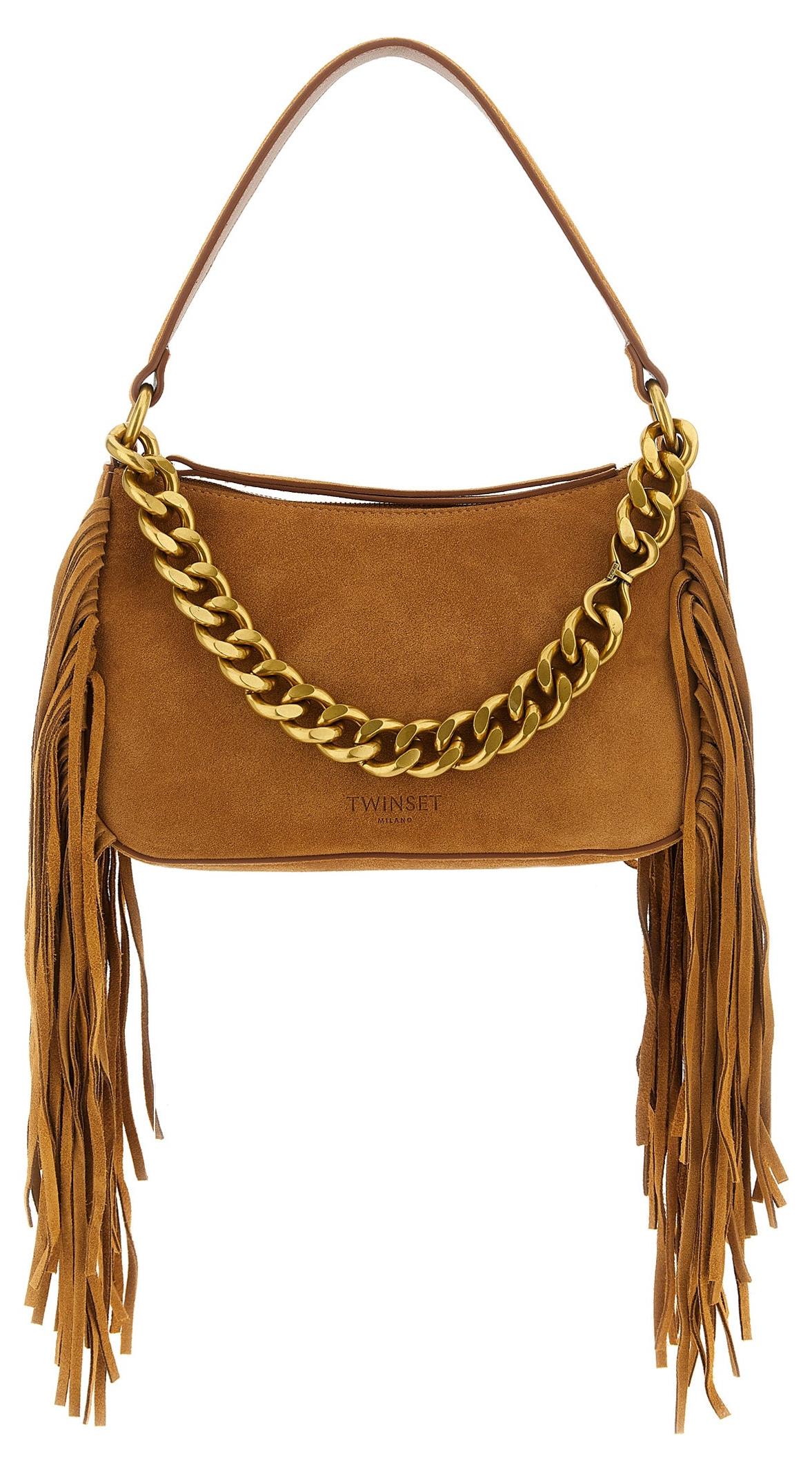 Twinset Liliane Medium Wildleder braun Fransen Kette