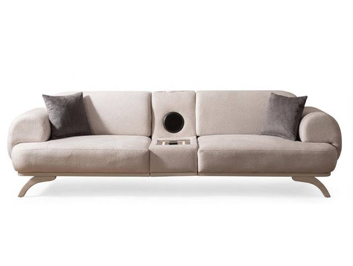 Xlmoebel 3-Sitzer Beiges 3-Sitzer-Sofa mit Multimedia-Modul im modernen Design, 1 Teile