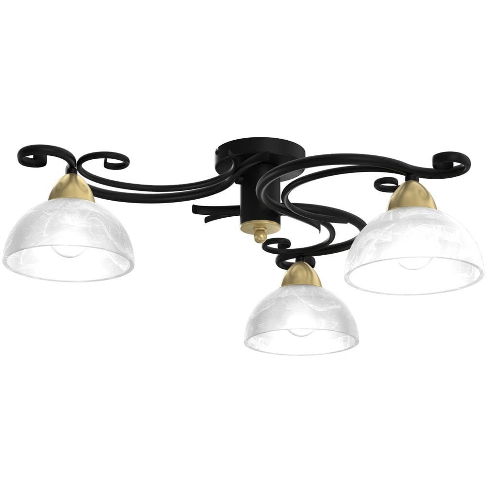 Luminex plafondlamp Flora in zwart glas