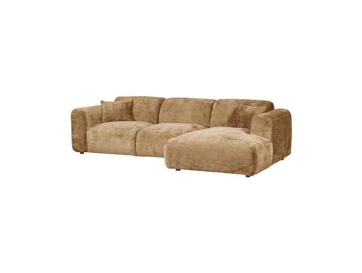 Canapé chaise longue droite chenille jaune miel CLOUD