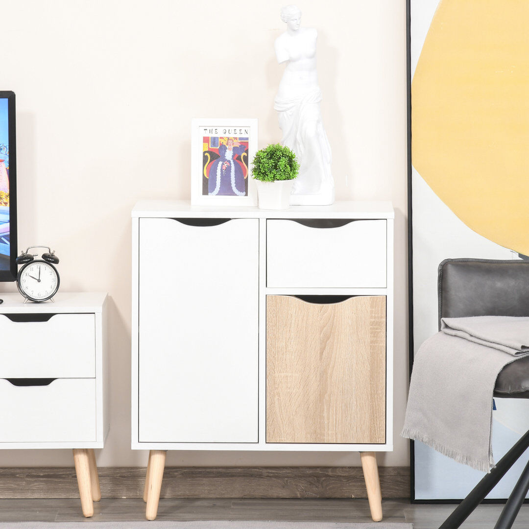 Norden Home Ramsel 60cm Sideboard White/Oak 72cm H X 60cm W X 30cm D