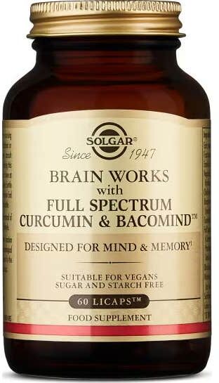 Solgar Brain Works con Full Spectrum Cúrcuma y BacoMind Licaps 60vcaps