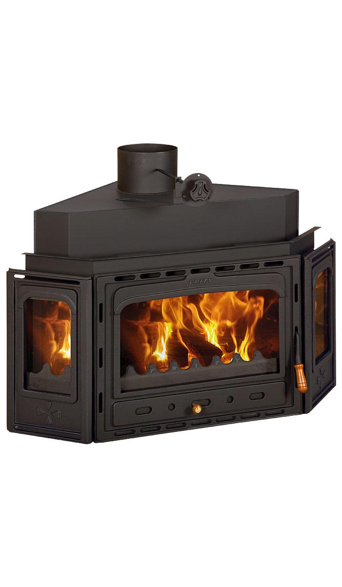Kamineinsatz PRITY ATC | 14,2 kW | A+ Effizienz | Ø200 mm | Gusseisentür | Extra großer Feuerraum