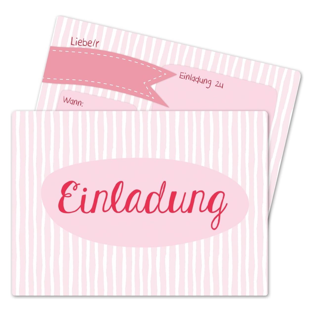 Papierdrachen 12 Einladungskarten zum Geburtstag - Schlicht pink (12 Stk.) (B224-001-007)