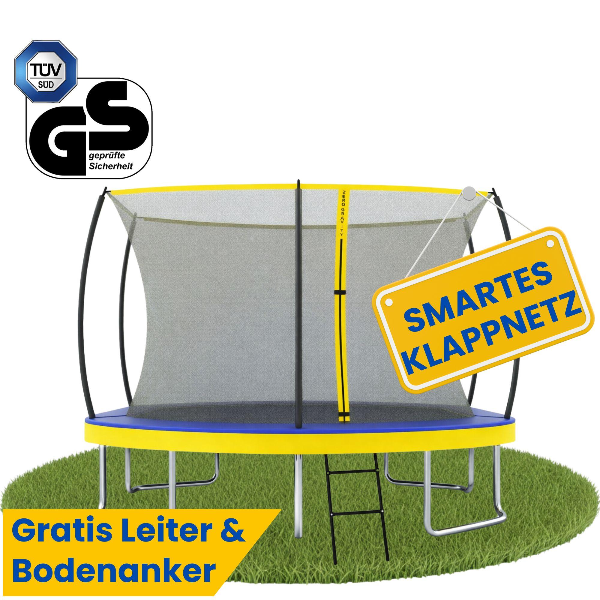Zero Gravity Trampolin 305x213 cm inkl. Leiter / Schneller Auf- und Abbau dank smartem Klappnetz / Max. 100 kg / Ultima 5 Fun-Edition