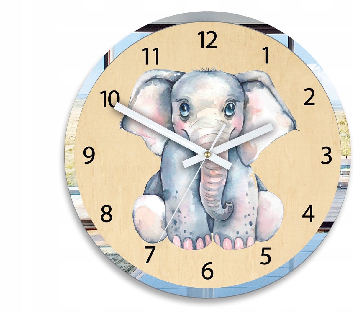 Stille analoge kinderwandklok Olifant 30 cm voor kamerdecoratie