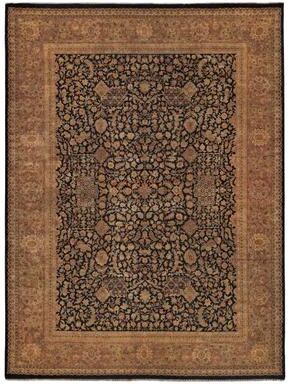 "EXQUISITE RUGS ONE-OF-A-KIND Rare And Intricate Agra Hand Knotted Black Rug - 15'4""x20'4"""