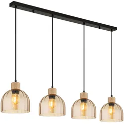 Pendelleuchte Hängeleuchte Deckenleuchte Metall schwarz matt Glas amber L113cm